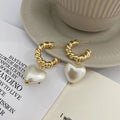 Selunyra Heart-shaped Pearl Pendant Drop Earrings product styling