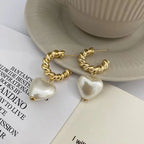 Selunyra Heart-shaped Pearl Pendant Drop Earrings product styling