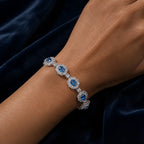 Selunyra Ice Blue Flower Bracelet worn on wrist 2