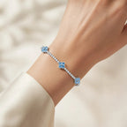 Selunyra Ice Blue Tennis Bracelet worn on wrist 1
