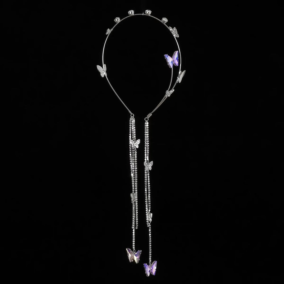 Selunyra Isabelle butterfly headdress with long crystal tassels