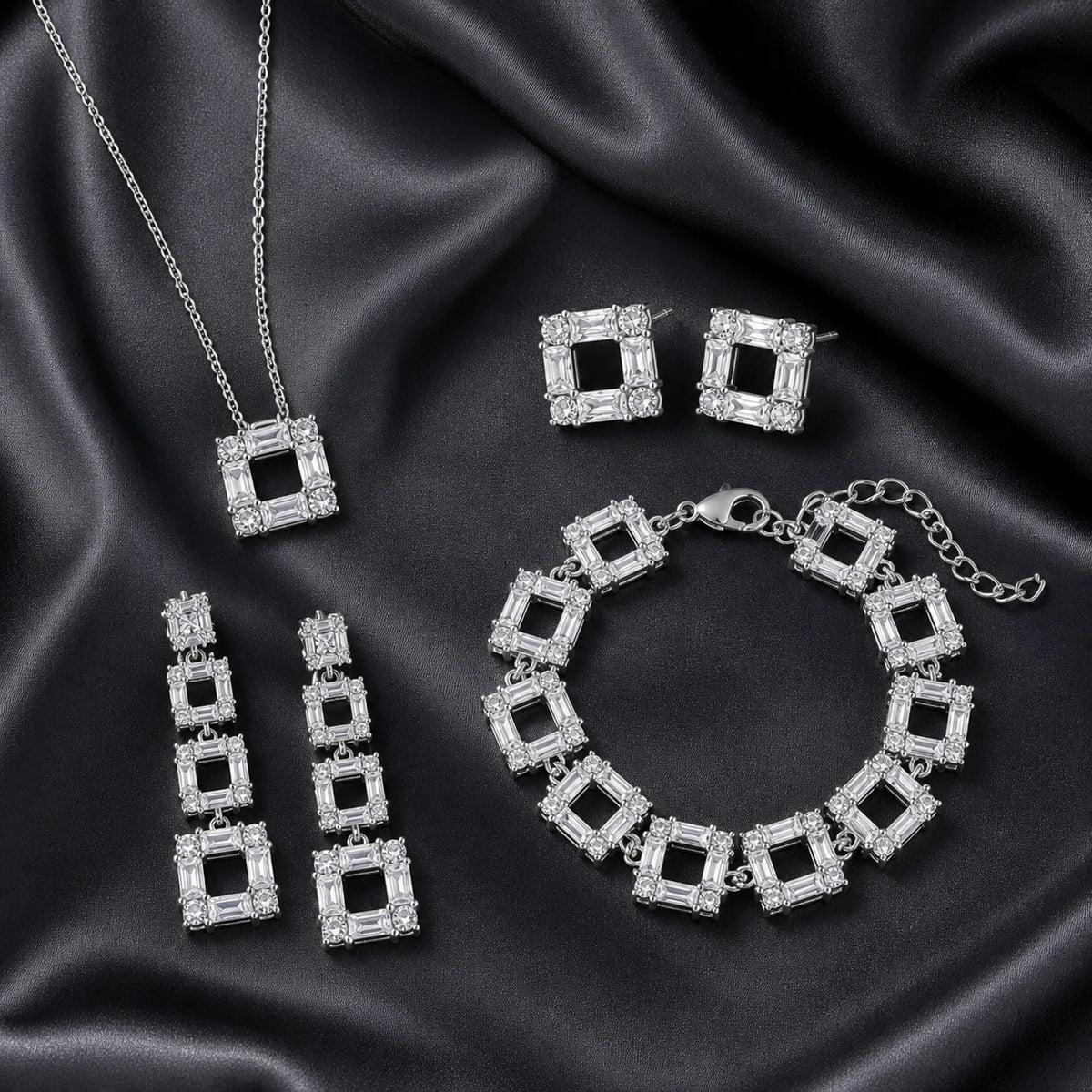 Selunyra Louisa silver square frame jewelry collection