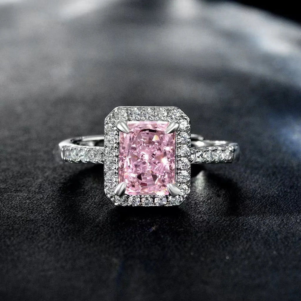 Selunyra Mars Ring with pink radiant-cut center stone