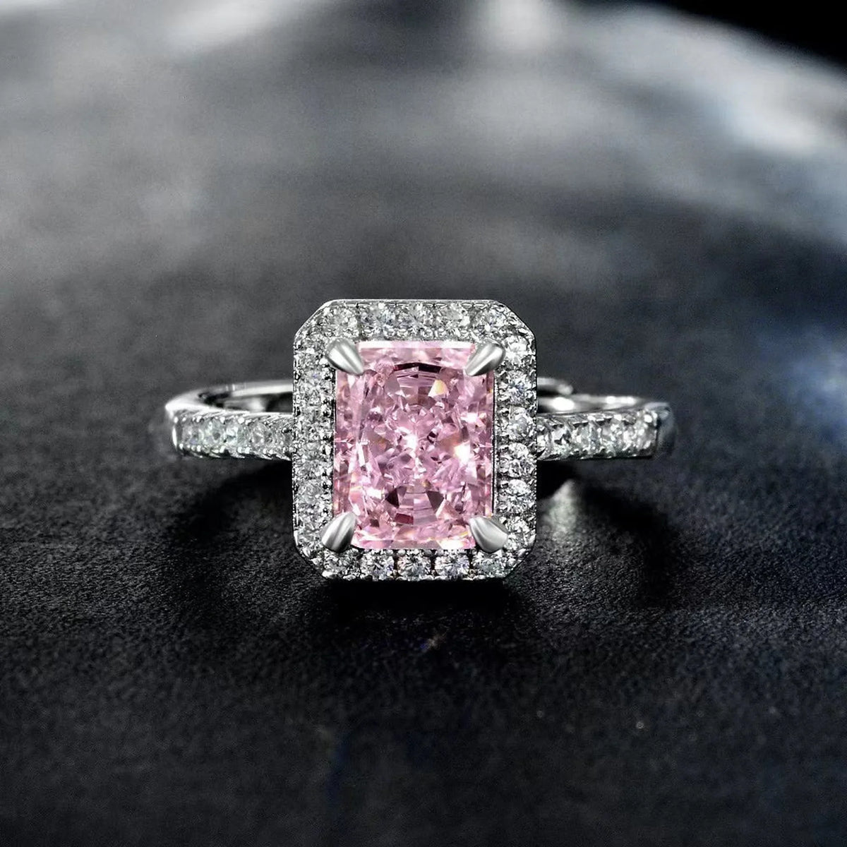 Selunyra Mars Ring with pink radiant-cut center stone