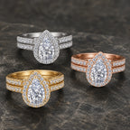 Selunyra Miaa pear two-ring sets in silver rose gold and gold