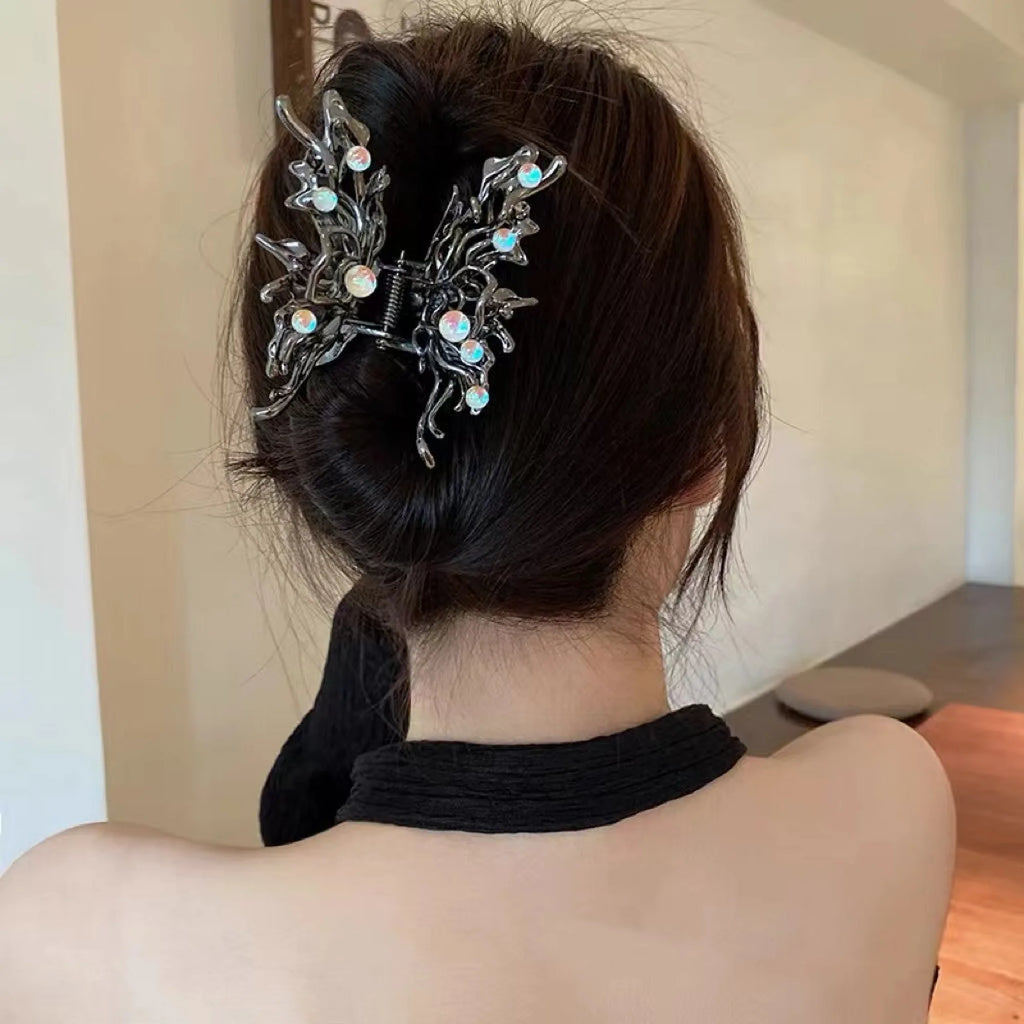 Selunyra Moonstone Claw Clip worn in hair