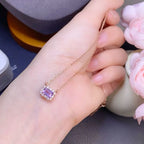Selunyra Natural Amethyst Yanna Necklace rose gold close-up