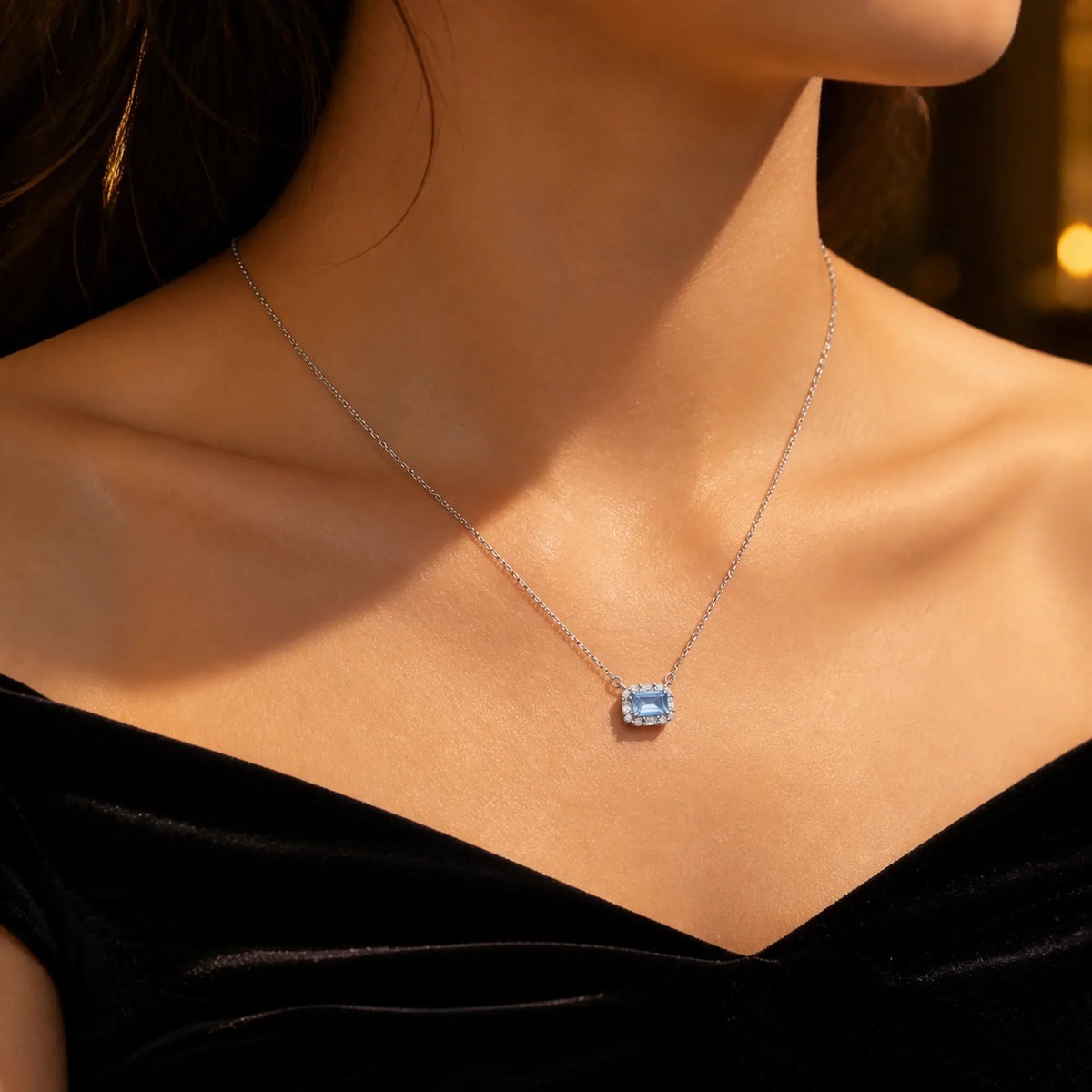 Selunyra Natural Aquamarine Elsa Necklace evening wear
