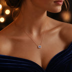 Selunyra Natural Aquamarine Elsa Necklace rose gold evening wear
