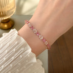 Selunyra Natural Pink Topaz Bow Bracelet worn on wrist