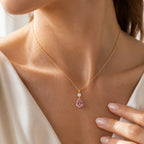 Selunyra Pink Diamond Necklace worn styling 1