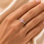 Selunyra Pink Diamond Ring worn on hand, studio view