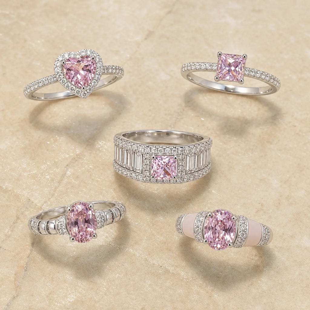 Selunyra Pink Silver Ring Collection five style options