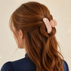 Selunyra Pinkberry Claw Clip worn in hair 2