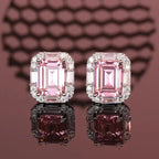 Selunyra Pinko emerald-cut pink stud earrings