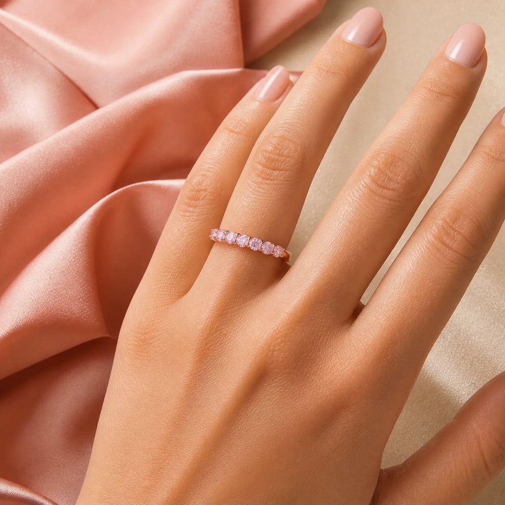 Selunyra Pinko pink ring worn on hand