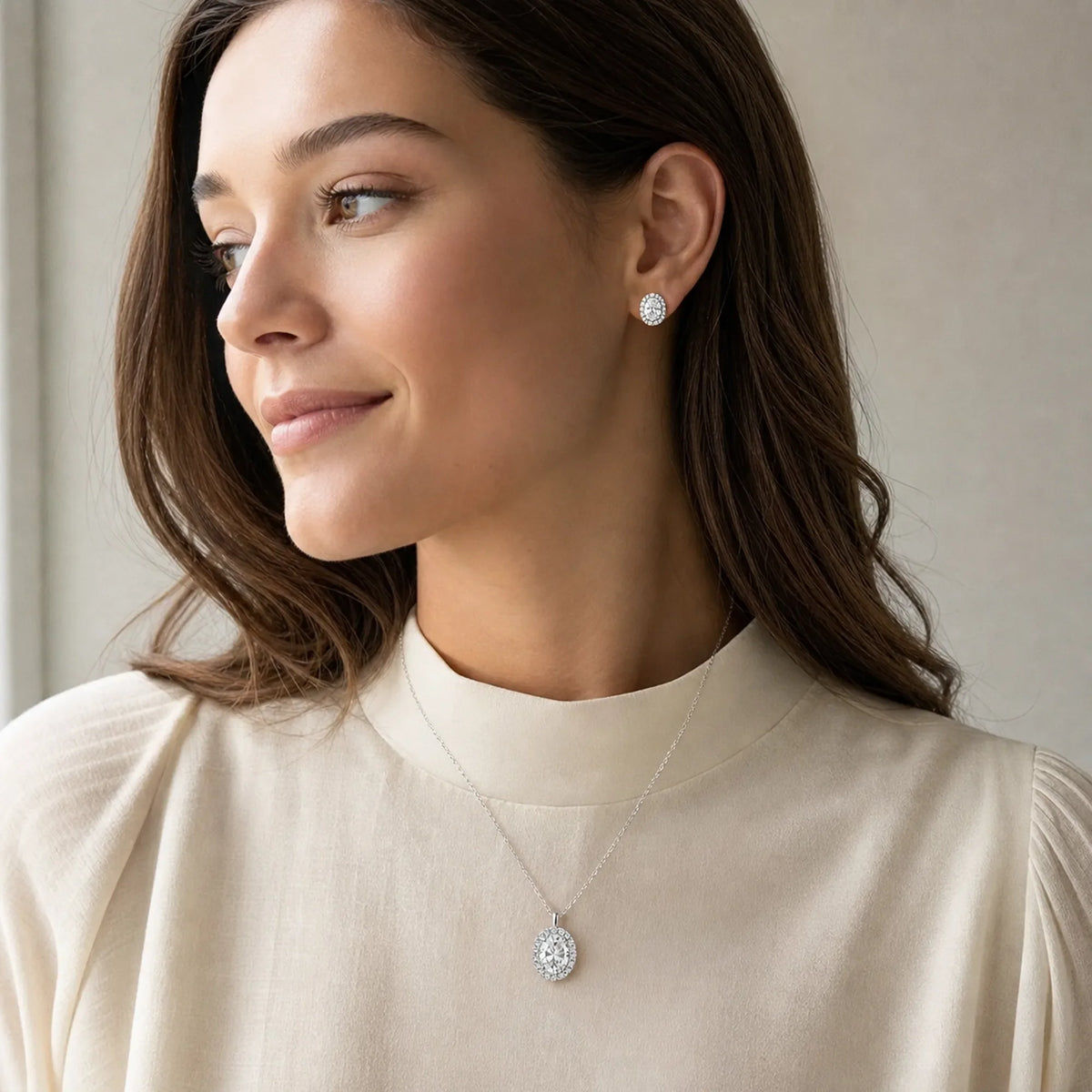Selunyra Princess Round Necklace worn styling 1