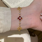 Selunyra Red Cleef Bracelet worn on wrist 2