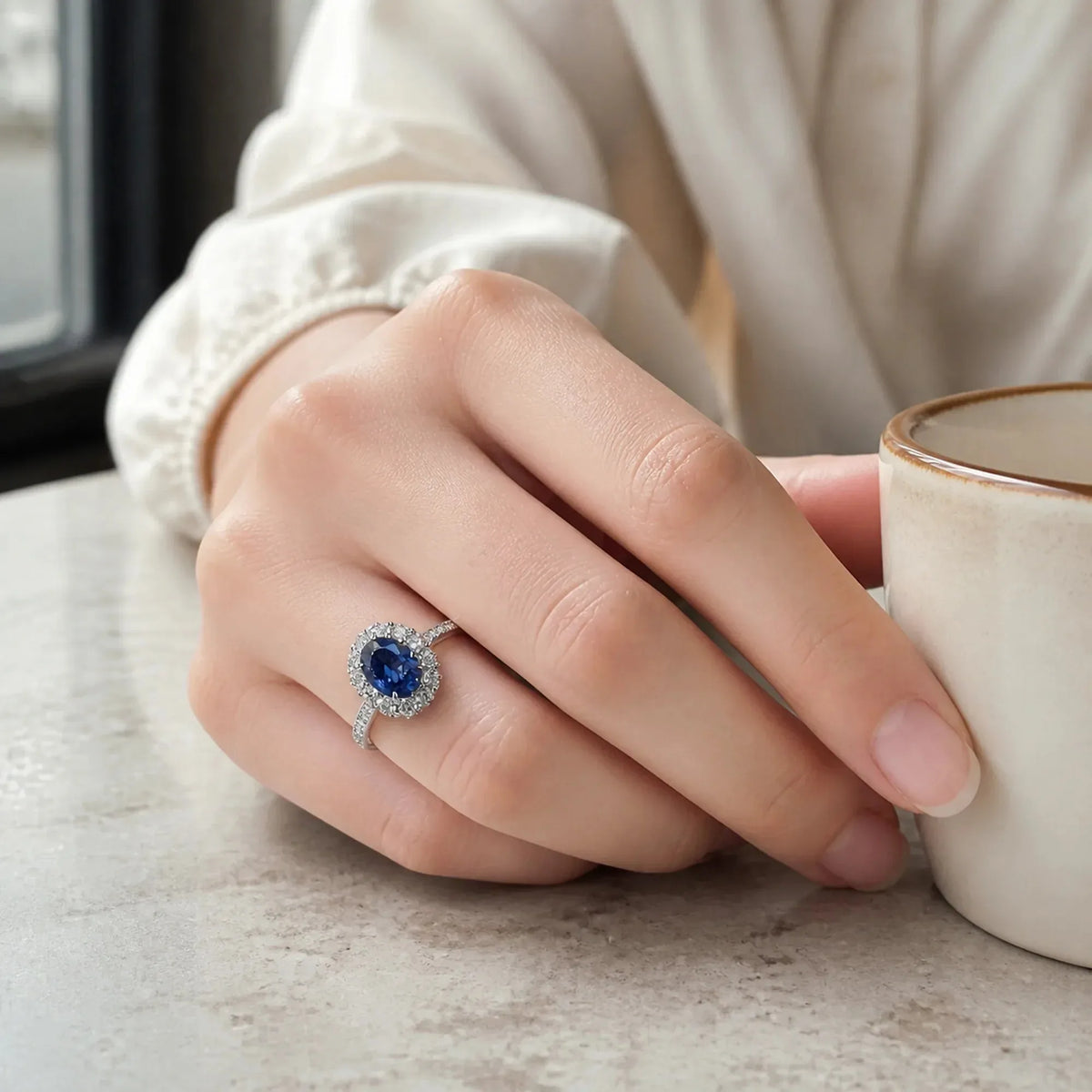 Selunyra Royal Blue Ring worn on hand 2