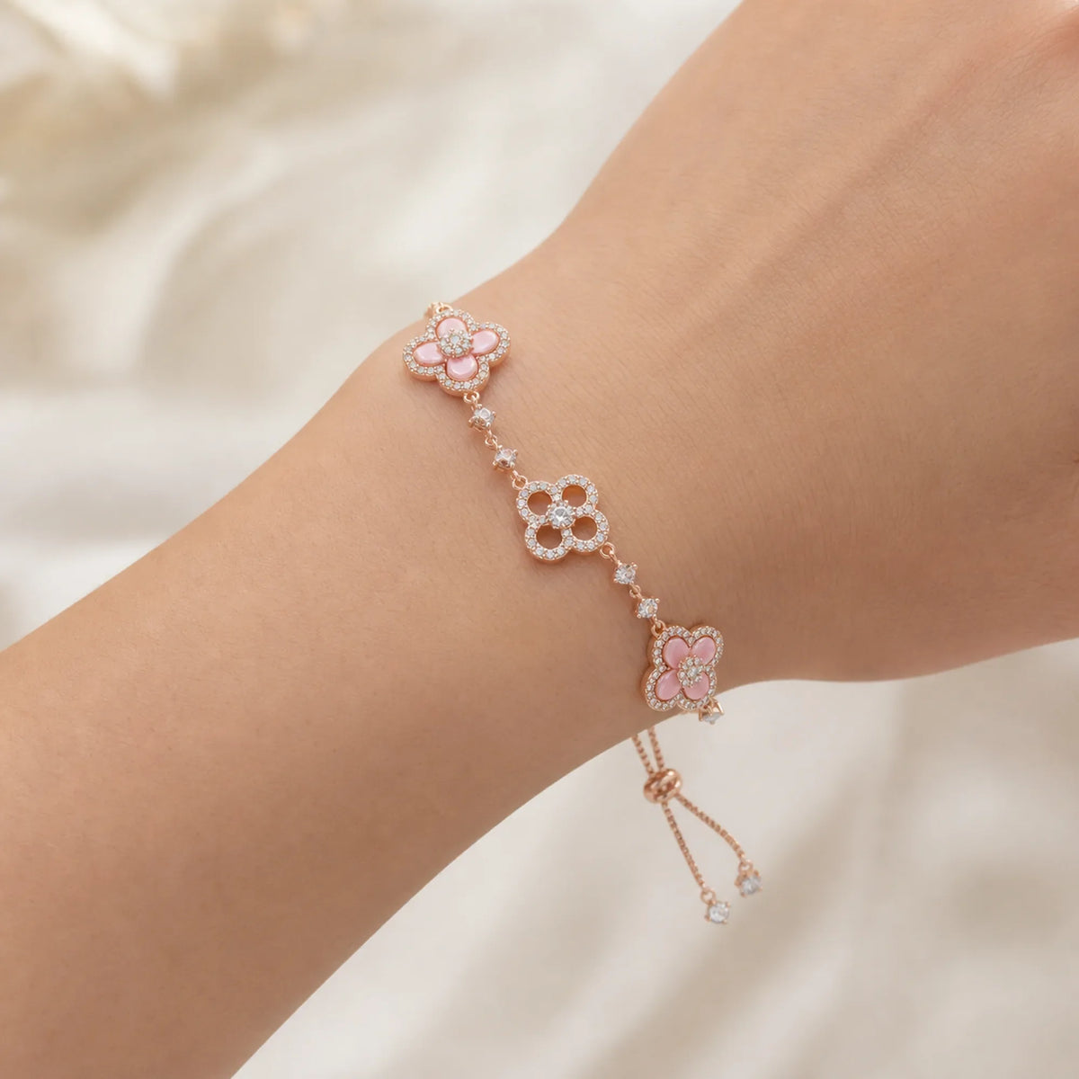 Selunyra Sakura Cleef Bracelet worn on wrist 1
