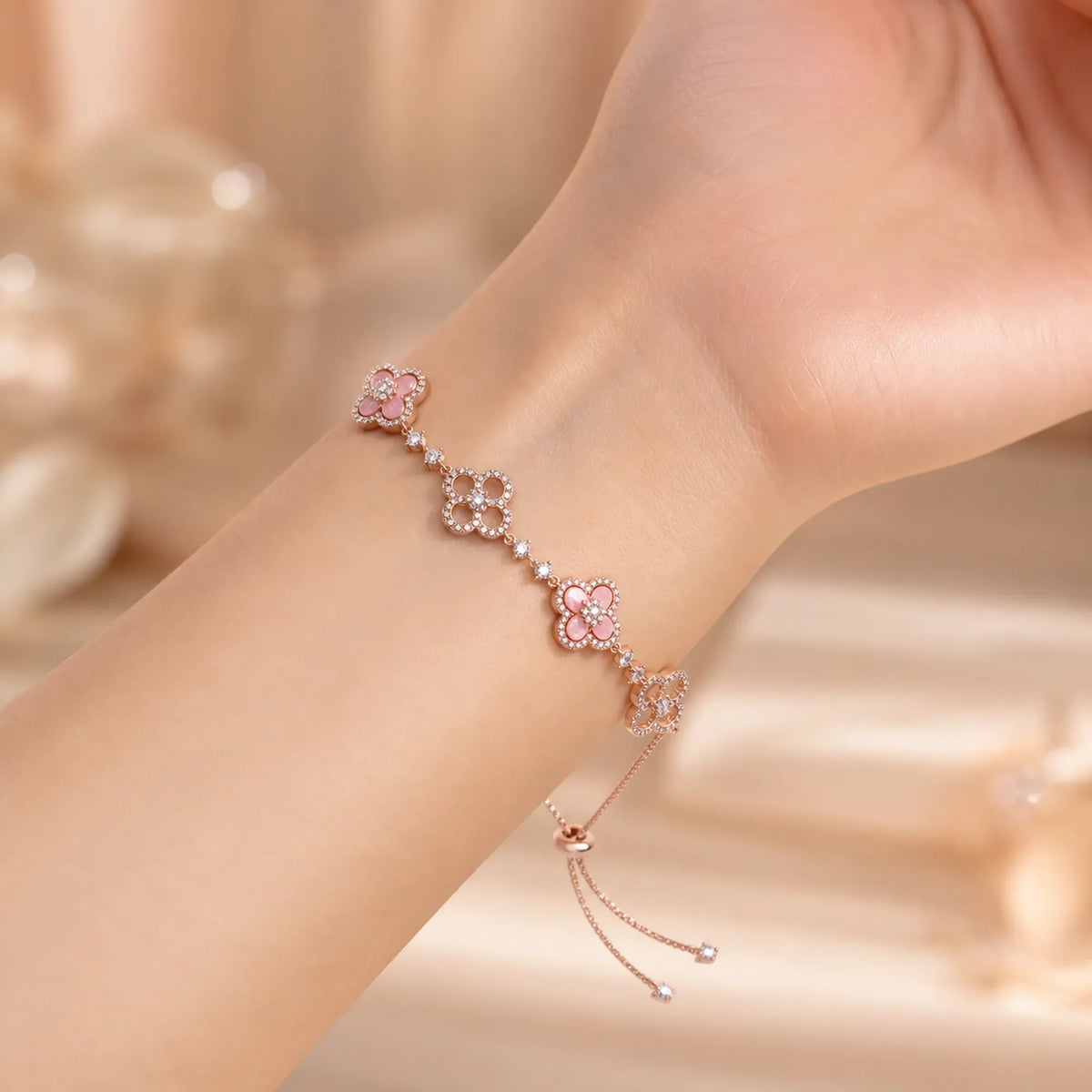 Selunyra Sakura Cleef Bracelet worn on wrist 2