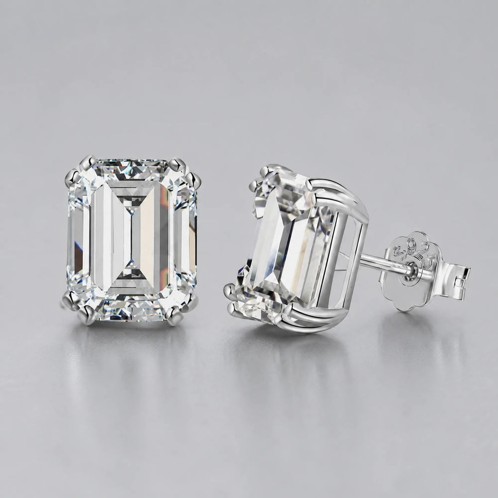 Selunyra Salia silver emerald-cut stud earrings