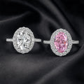 Selunyra Shyshy oval halo rings in white and pink