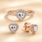 Selunyra Sparkling Heart ring and matching earrings set