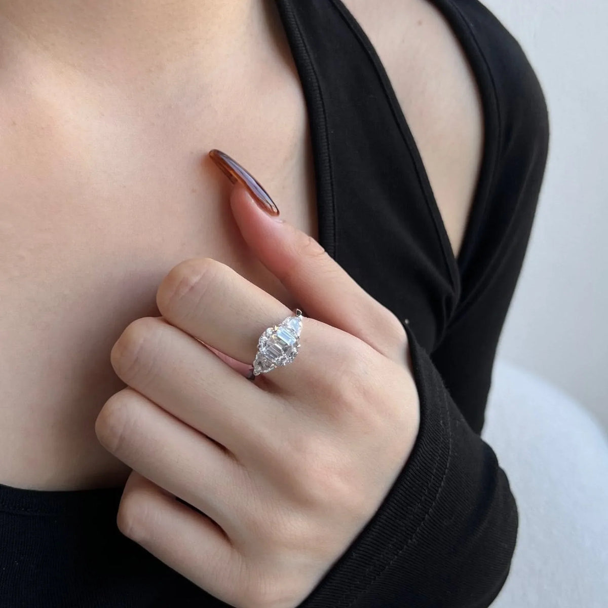 Selunyra Sydney Ring White worn close-up