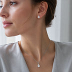Selunyra Teardrop Diamond Necklace worn styling 2