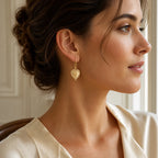 Selunyra Vintage Brushed Gold Diamond Earrings worn 1